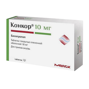 Конкор таб. п/пл. об. 10мг №50 блист. Конкор таб. п/пл. об. 10мг №50 блист.