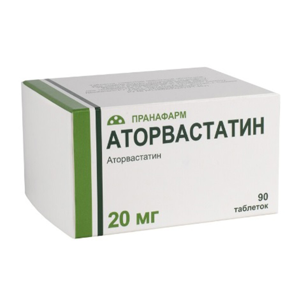 АТОРВАСТАТИН таб п/об 20мг 30 шт.