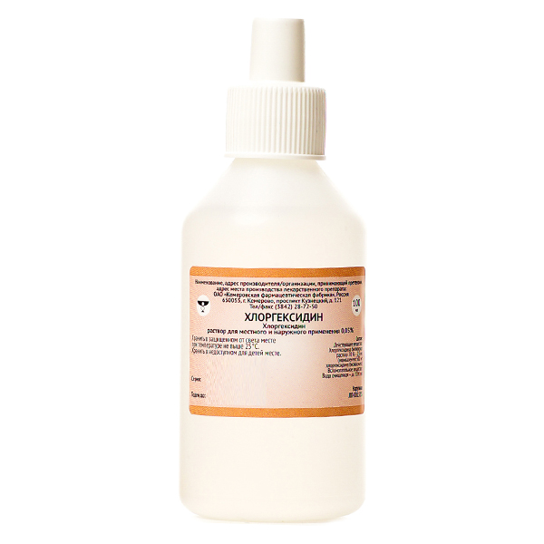 Хлоргексидина биглюконат (дез.) фл.(р-р наружн.) 0,05% 100мл №1 (пластик)