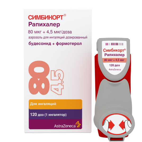СИМБИКОРТ РАПИХАЛЕР аэроз. д/инг. 80мкг/4.5мкг - 120доз