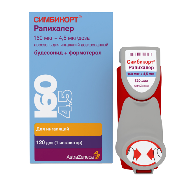 СИМБИКОРТ РАПИХАЛЕР аэроз. д/инг. 160мкг/4.5мкг - 120доз