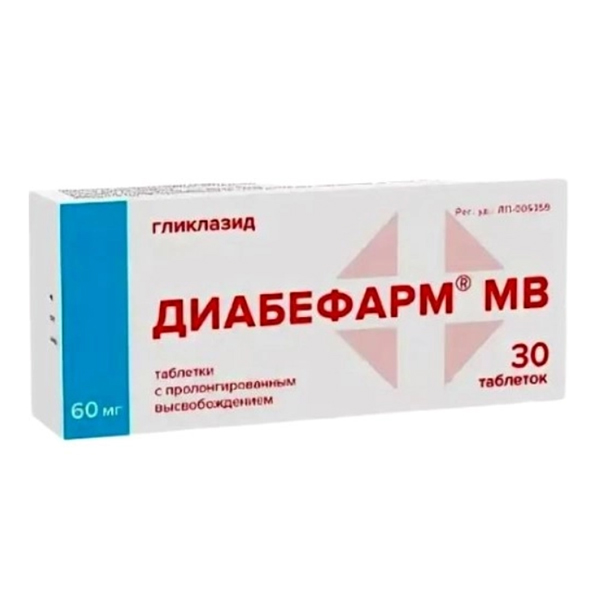 ДИАБЕФАРМ МВ таб 60мг 30 шт.