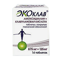 ЭКОКЛАВ таб п/об 875мг+125мг 14 шт.
