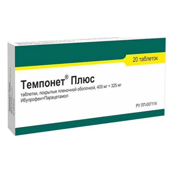 ТЕМПОНЕТ ПЛЮС таб п/об 400мг+325мг 10 шт.