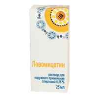 ЛЕВОМИЦЕТИН р-р спирт. (фл.) 0.25% - 25мл 1 шт.