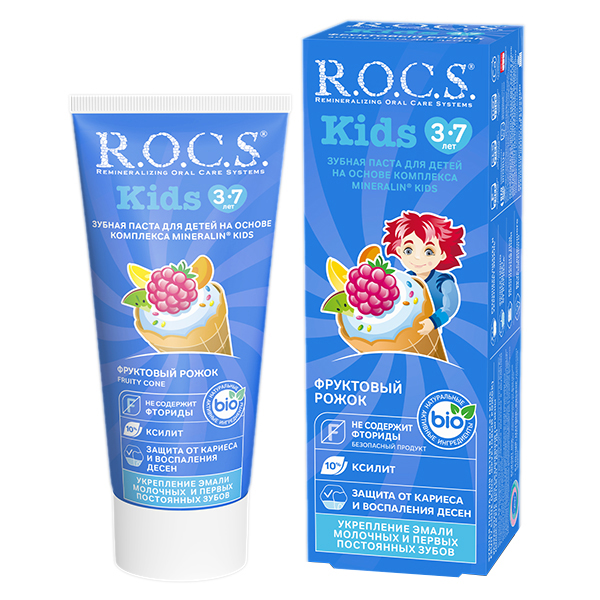 РОКС (R.O.C.S.) Kids зубная паста Фруктовый рожок 45г РОКС (R.O.C.S.) Kids зубная паста Фруктовый рожок 45г