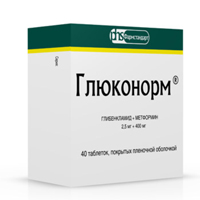 ГЛЮКОНОРМ таб п/об 2.5мг+400мг 40 шт.