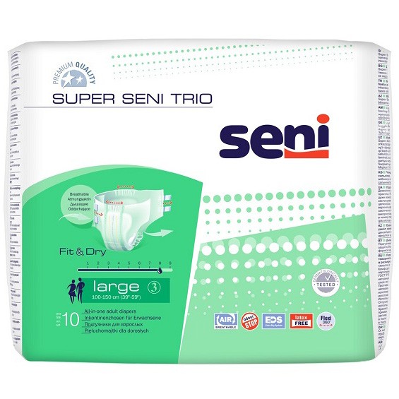 Подгузник для взрослых Super Seni Trio Large №10 шт Подгузник для взрослых Super Seni Trio Large №10 шт